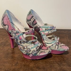COPY - Multicolor snakeprint stiletto sandals